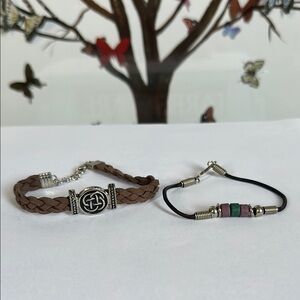 Braided Bracelet Set with Celtic Knot and Beaded Design